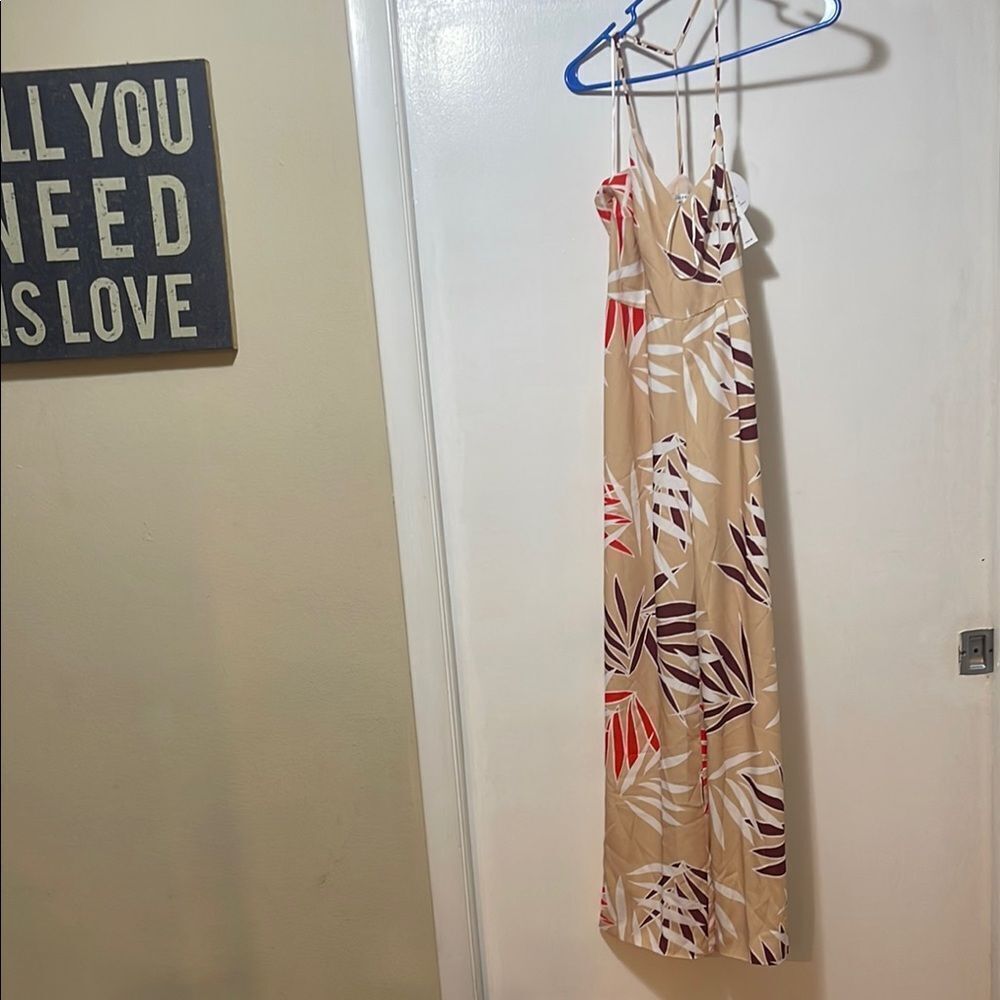 NWT finders keepers, beige leaf jumpsuit XS